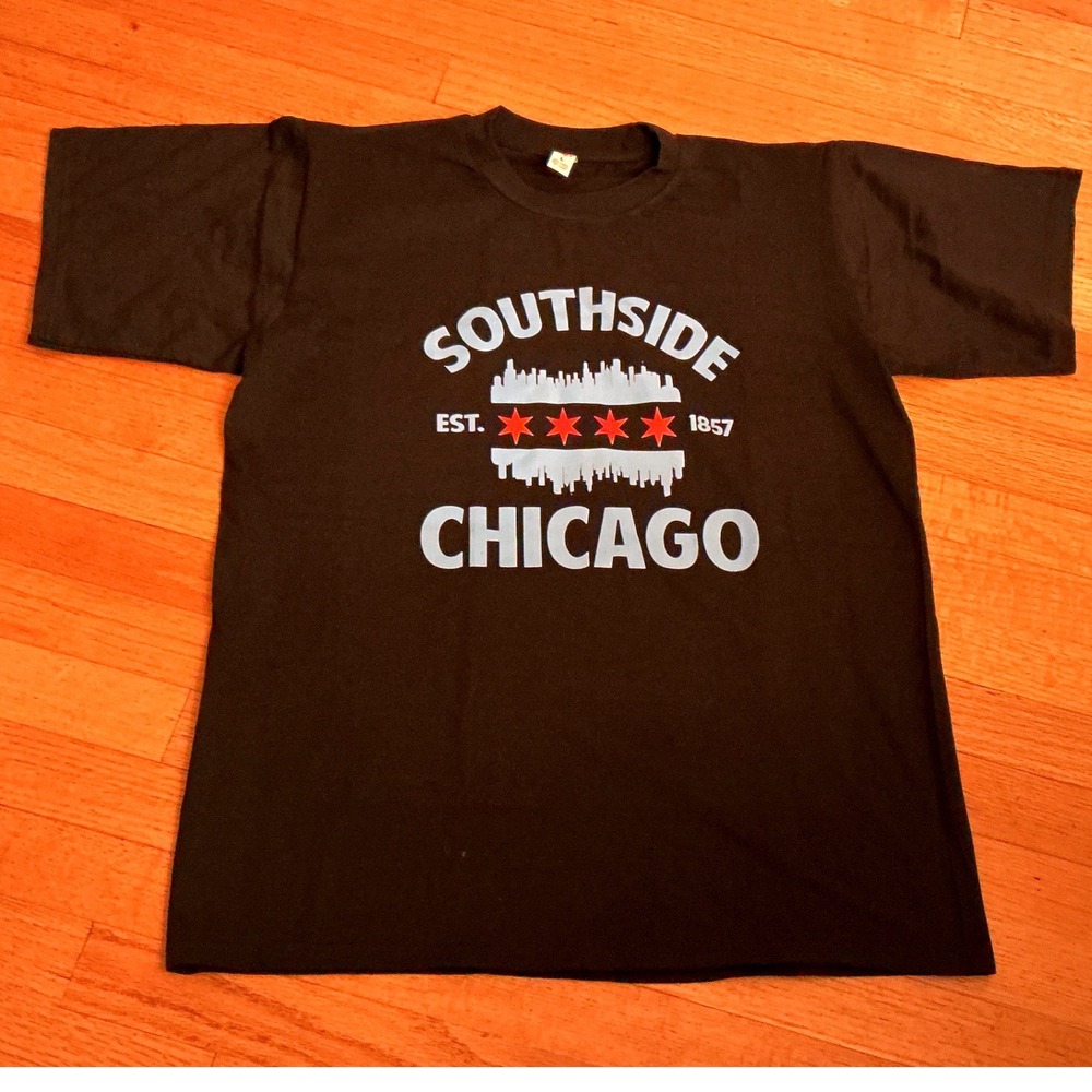 Vela Southside Chicago T-Shirt Mens Large Black Excellent Graphic Tee Cotton